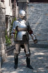 knight in the ancient metal armor