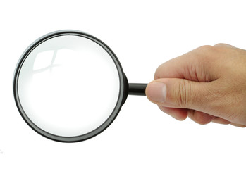 Magnifying glass on white background - obrazy, fototapety, plakaty