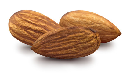 Three almonds isolated on white