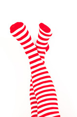 Woman legs in color red socks