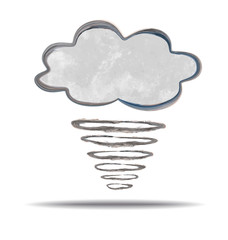 grunge illustration of a cloud and a hurricane