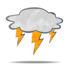 grunge illustration of a cloud and lightning
