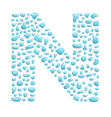 abstract letter n created with water drops