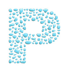 abstract letter p created with water drops