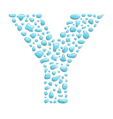 abstract letter y created with water drops