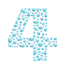 abstract number 4 created with water drops