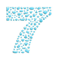 abstract number 7 created with water drops