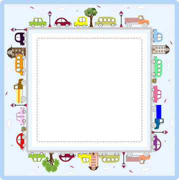 Baby greeting card or frame  with cars