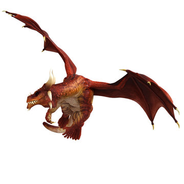 red dragon flying side view