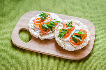 Gluten-free sandwiches with mozzarella and tomatoes