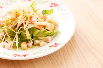 vegetables salad with croutons