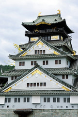 Osaka Castle (Osaka Fortress) in Osaka, Japan, closeup