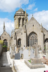 Cemetery and Saint-Ronan church in Locronan, Brittany, France