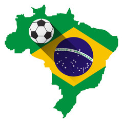 Brazil map with soccer ball