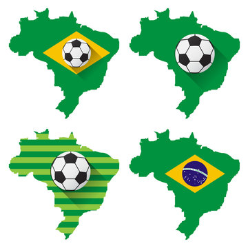 Brazil map with soccer ball