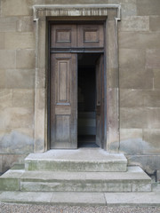 Vintage wooden door that is opened