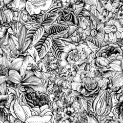 Panele Szklane Podświetlane  Summer seamless floral pattern.