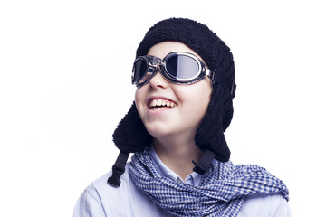 Pilot kid isolated on a white background