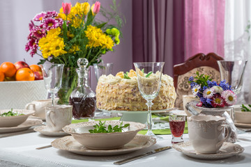 Birthday table ready for acceptance guests