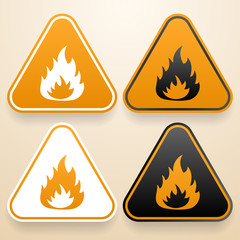 Set of triangular signs of danger