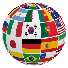 Globe of soccer team flag