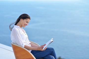 relaxed young woman at home