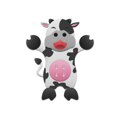 cute milk cow is animal cartoon in farm of paper cut