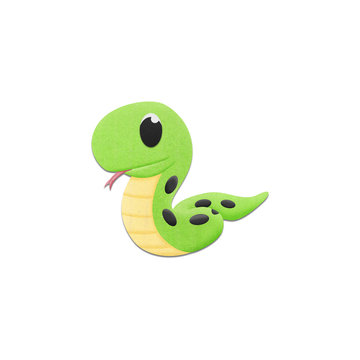 cute snake is reptile animal cartoon in the zoo of paper cut