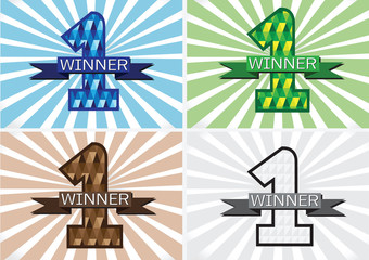the Winner and Number One First Place sign simbol with ribbons