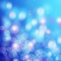 Lights on blue background bokeh effect
