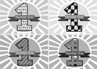 Number One and the Winner First Place sign simbol with ribbons