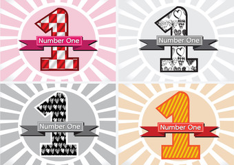 Number One and the Winner First Place sign simbol with ribbons