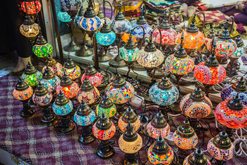 Arab street lanterns in the city of Dubai