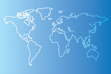 Fototapeta na wymiar Blue print World map