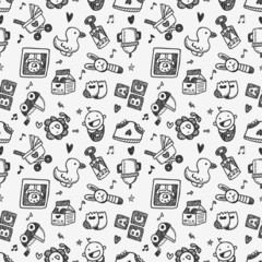 seamless doodle baby pattern background