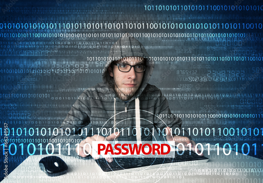 Leinwandbilder young geek hacker stealing password