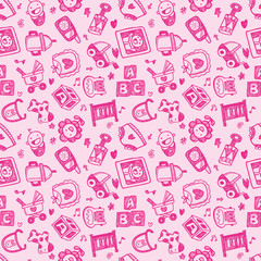 seamless doodle baby pattern background