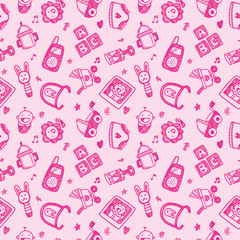 seamless doodle baby pattern background