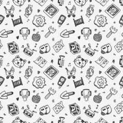 seamless doodle baby pattern background
