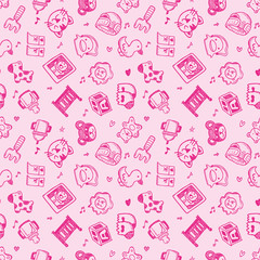 seamless doodle baby pattern background