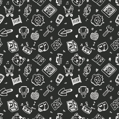 seamless doodle baby pattern background