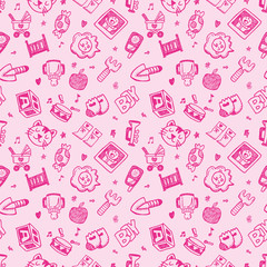 seamless doodle baby pattern background