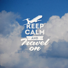 Travel type design with clouds background