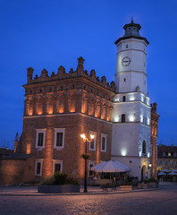 Fototapeta na wymiar Town Hall in Sandomierz by night, Poland