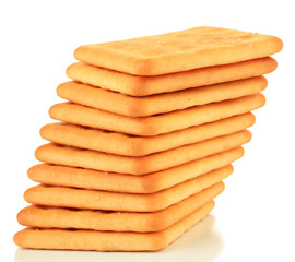 Delicious crackers isolated on white