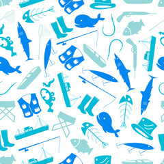 fishing icons blue and white pattern eps10