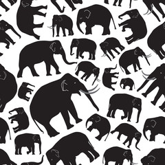 black vector elephants seamless pattern eps10