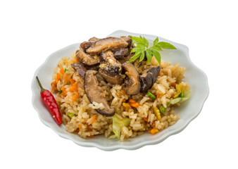 Fried rice with mushrooms