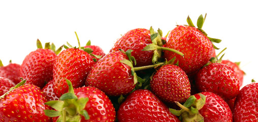 Red ripe strawberries, isolated on white