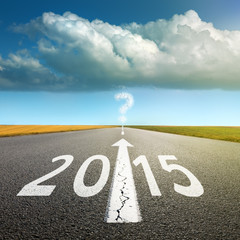Driving on an empty asphalt road  forward to 2015